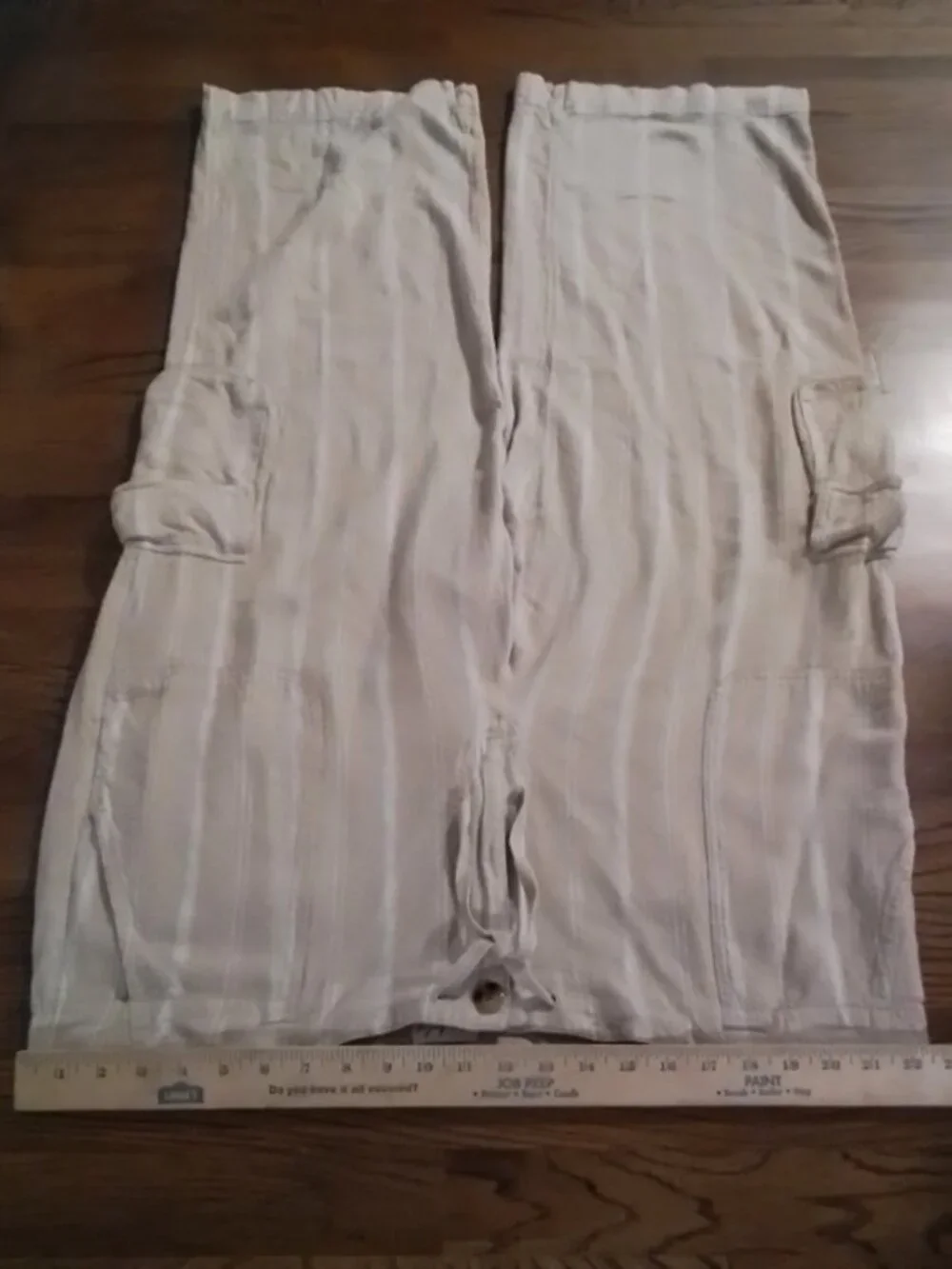 Wonderly Beige Stripe Linen Blend Wide Leg Cargo Pants XXL - XXXL
